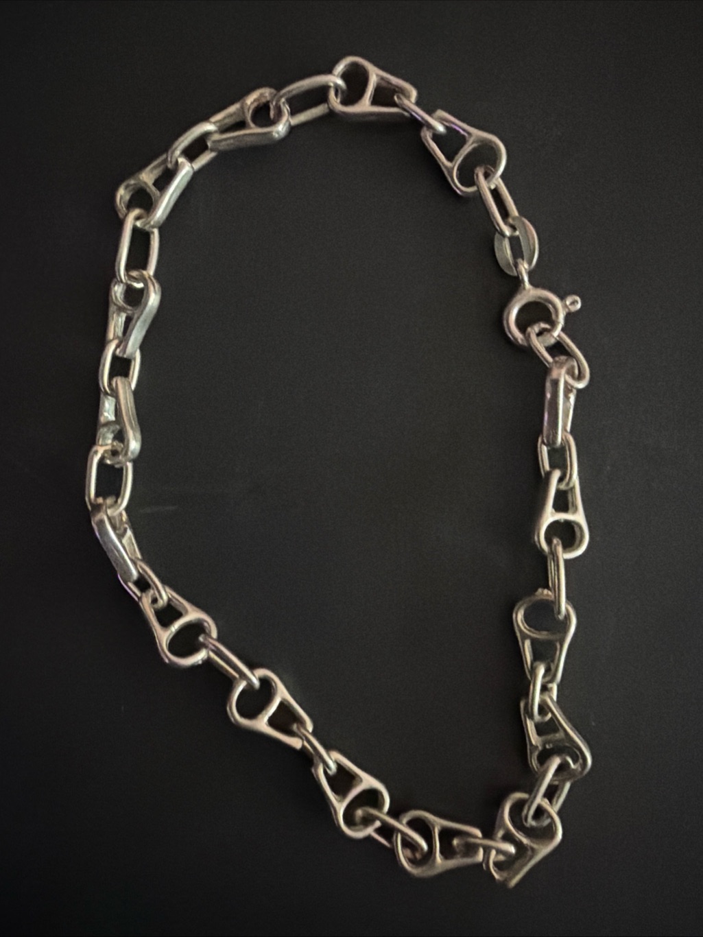 Vintage Italian Sterling Silver Modernist Zipper Link Bracelet 7 78 7g